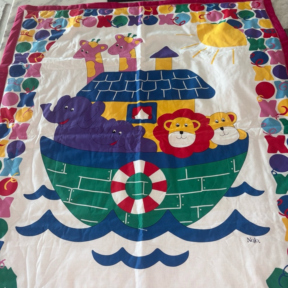 Colorful Animal Quilt/Wall Panel with Ark Design 43x37” by NoJo